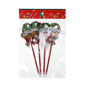 4er-Set Weihnachtsstifte mit Plüschfiguren wie Weihnachtsmann, Rentier, Bär und Schneemann