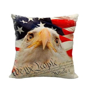 Patriotischer Kissenbezug aus Leinen mit Weißkopfseeadler und US-Verfassungs-Design
