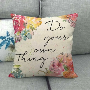 Home Sweet Home linen pillowcase with floral wreath and Do your own thing text