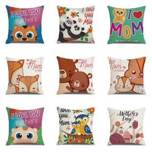 Matrix display of nine Mother's Day and cartoon animal print peach skin pillowcases