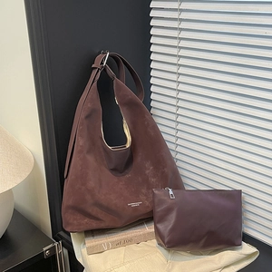 Sac Fourre-tout Grande Capacité Et Petite Pochette Pour Femmes Cuir Synthétique Givré Sac À Épaule Navettage Couleur Unie