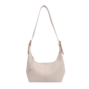 Chic beige hobo bag with pebble leather texture and adjustable strap for women
