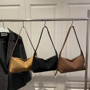 Retro matte suede underarm bags in ginger, black, and coffee for autumn winter style