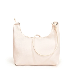 Sac hobo blanc crème avec texture cuir grainé et boucles argentées élégantes