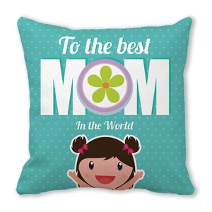 Green polka dot Mother's Day pillowcase with Best MOM in the World lettering