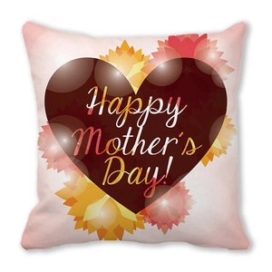 Λεπτομέρεια από κάλυμμα μαξιλαριού Happy Mother's Day με καρδιά και λουλούδια