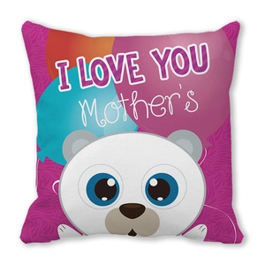 Lila Kissenbezug mit Panda-Motiv und I Love You Mother's Day Aufdruck für Mama