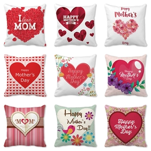 Κάλυμμα Μαξιλαριού Γιορτή της Μητέρας Peach Skin Happy Mother's Day I Love Mom Καρδιά Ανθικό Τετράγωνο Διακοσμητικό Σπίτι Δώρο