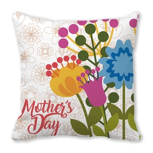 Détail de la taie d'oreiller avec motif floral et inscription Mother's Day colorée