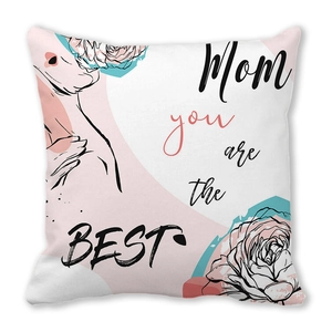 Federa per cuscino Mom you are the BEST con illustrazione floreale madre e figlio