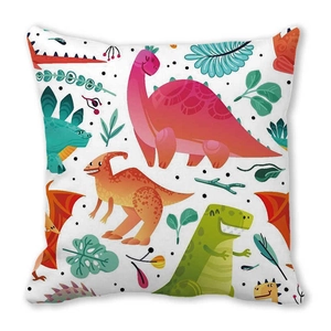 Cute cartoon dinosaur pattern decorative peach skin pillowcase for home decor