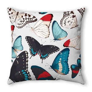 Zachte decoratieve kussensloop met kleurrijke aquarel vlinderprint voor in huis