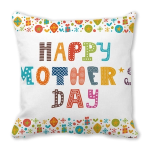 Square Mother's Day peach skin pillowcase with Happy Mother's Day festive colorful art print