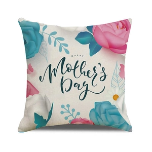 Linen Mother's Day throw pillow cover featuring vibrant floral patterns and elegant typography