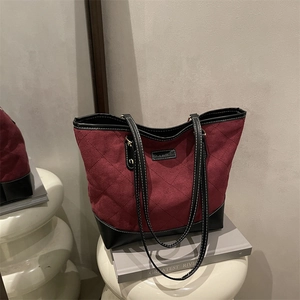 Large Capacity Quilted Tote Bag Retro Diamond Lattice Shoulder Bag For Women Urban Commuter Handbag PU Leather Handbag
