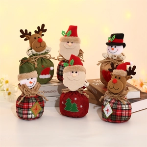 Weihnachten Kordelzug Geschenktüten Sackleinen Süßigkeitenbeutel Mit Weihnachtsmann Schneemann Rentier Mustern Partybeutel