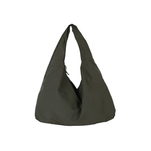 Grote olijfgroene hobo-tas van hoogwaardig nylon voor woon-werkverkeer en reizen