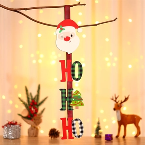 Vertikaler Weihnachts-Türhänger mit Weihnachtsmann und HO HO HO Schriftzug als Wanddeko