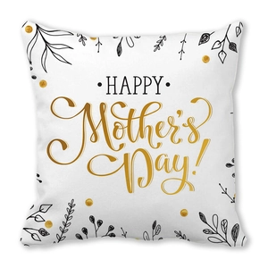 White peach skin Mother's Day pillowcase with floral patterns and Happy Mother's Day text