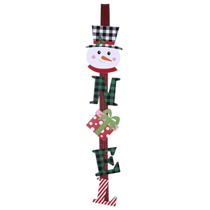 Vertikaler NOEL Filzanhänger mit Schneemann-Kopf und karierten Weihnachts-Mustern