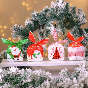 Christmas Gift Bags EVA Plastic Bunny Ear Candy Packaging Pouches For Holiday Party Favors Cartoon Santa Snowman Design
