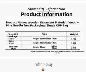Tableau des tailles pour décorations de Noël en cèdre avec dimensions et poids