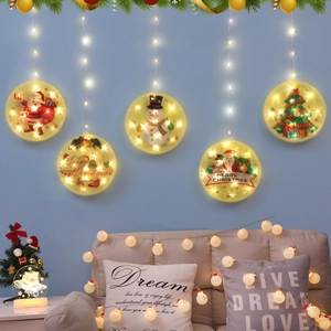 LED Weihnachts-Vorhanglichter mit Weihnachtsmann und Schneemann für die Fensterdekoration
