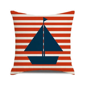Gros plan sur la texture du tissu en coton et lin de la housse de coussin nautique