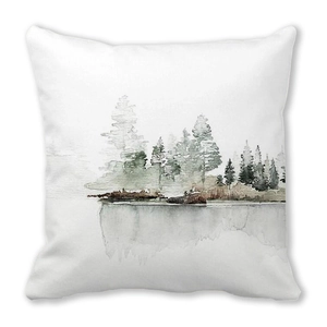 Tropical green leaves square throw pillow cover in soft peach skin fabric for home decor