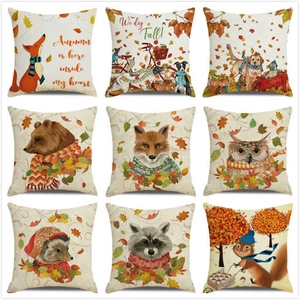 Thanksgiving Herfst Pompoen Esdoornbladeren Linnen Kussensloop Decoratieve Kussenhoes Voor Bank Huis Decoratie