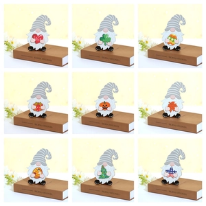 Lot de 9 décorations de gnomes en bois pour décor saisonnier et fêtes de toute l'année