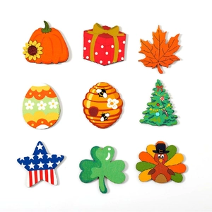 Accessoires interchangeables en bois pour plaque de porte avec 9 thèmes dont Noël et Halloween