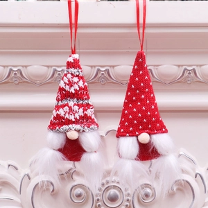 Ornamenti Di Gnomo Di Natale Tessuto A Maglia Pelliccia Sintetica Lunga Barba Decorazioni Appese Senza Volto Stile Nordico Albero