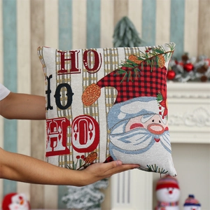 Christmas faceless Santa pillowcase with HO HO HO text for festive home sofa decoration