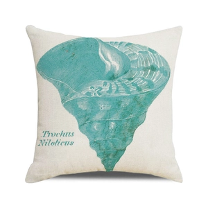 Watercolor sea shell decorative throw pillow cover with green Trochus Niloticus seashell print