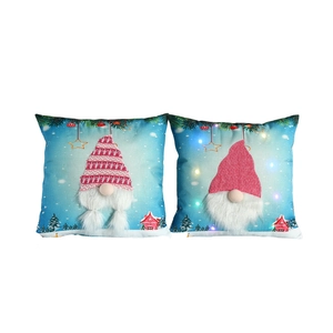 Christmas Gnome pillow covers with LED glowing lights and decorative plush gnome designs
