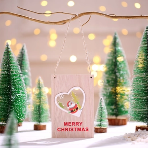 Panneau de porte de Noël en bois avec découpe Père Noël et corde rustique suspendue