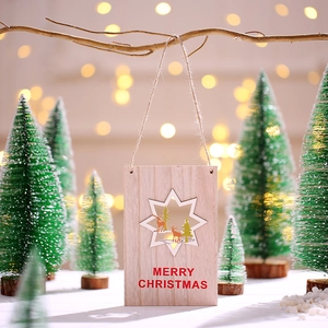 Décoration de porte de Noël en bois avec renne, étoile et texte Merry Christmas