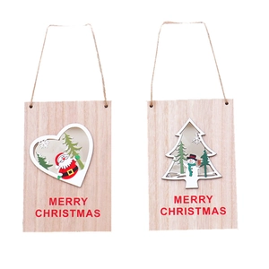 Lot de suspensions de Noël en bois avec motifs Père Noël et bonhomme de neige déco