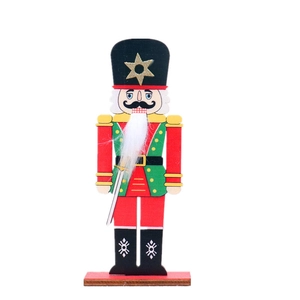Traditional colorful wooden Nutcracker soldier statue for Christmas desktop decoration