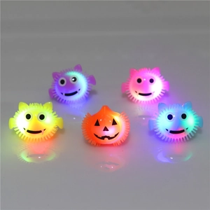 Lot de 5 bagues lumineuses LED Halloween avec motifs citrouille et monstres pour fête