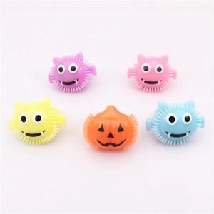 Bagues LED Halloween lumineuses pour enfants avec motifs de citrouille colorés