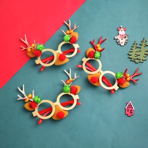 Lot de 3 lunettes de fête de Noël avec bois de renne et décorations pailletées festives