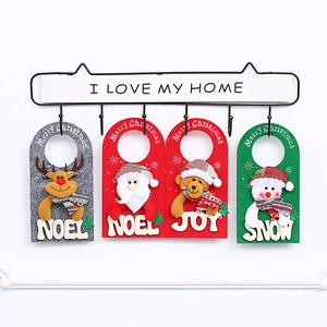Christmas Door Hanging Decoration Felt Santa Snowman Reindeer Bear Ornaments For Home Holiday Party Festive Decor