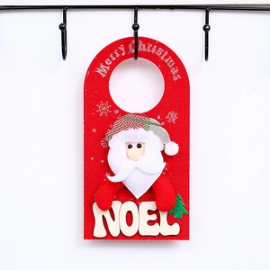 Felt Santa Claus Christmas door hanger decoration with Noel text and tree accent