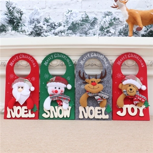 Set of 4 Christmas felt door hangers featuring Santa, snowman, reindeer and bear characters