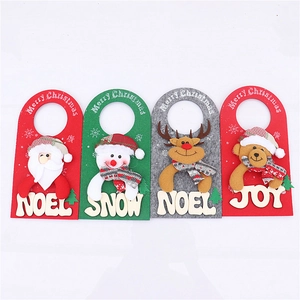 Set of 4 Christmas felt ornaments featuring Santa, snowman, elk, and bear for tree decor