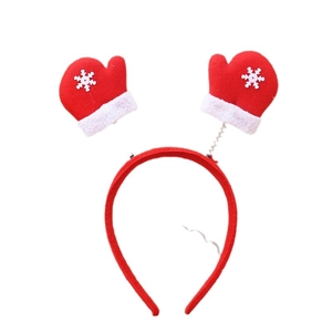 Christmas headband with red gloves and white snowflakes for kids and adults festive party