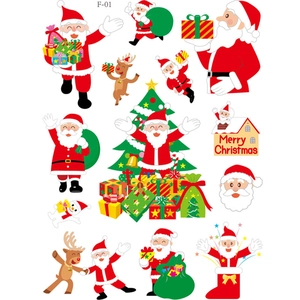 Pegatinas de Ventana Estáticas de Navidad PVC Dibujos Animados Papá Noel Reno Copos de Nieve Puerta de Vidrio Tienda
