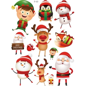 Pegatinas estáticas de Papá Noel y renos para decoración navideña de escaparates